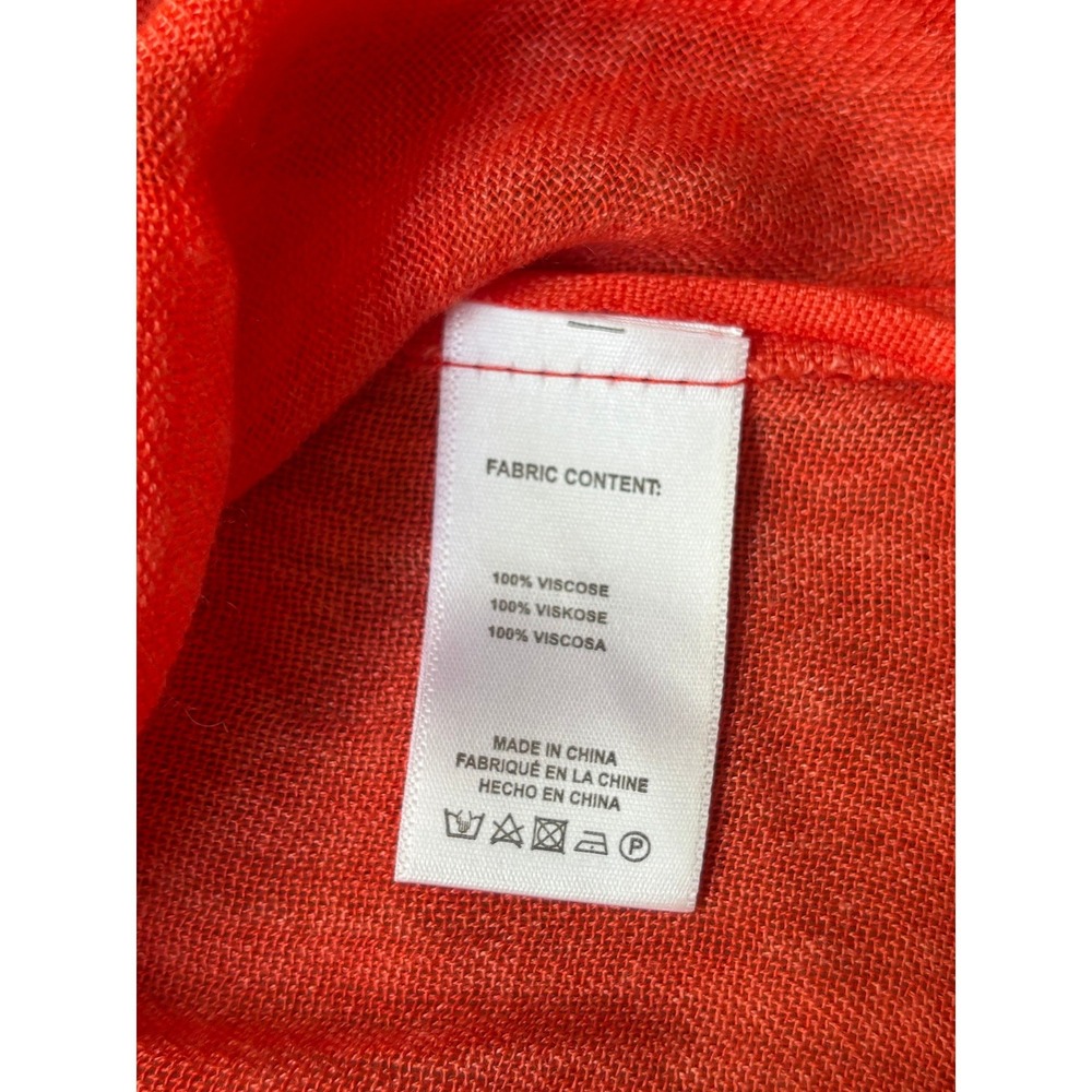 Free People x All Tous Coral Orange Mesh Knit Frayed Kimono Wrap One Size - Picture 9 of 9